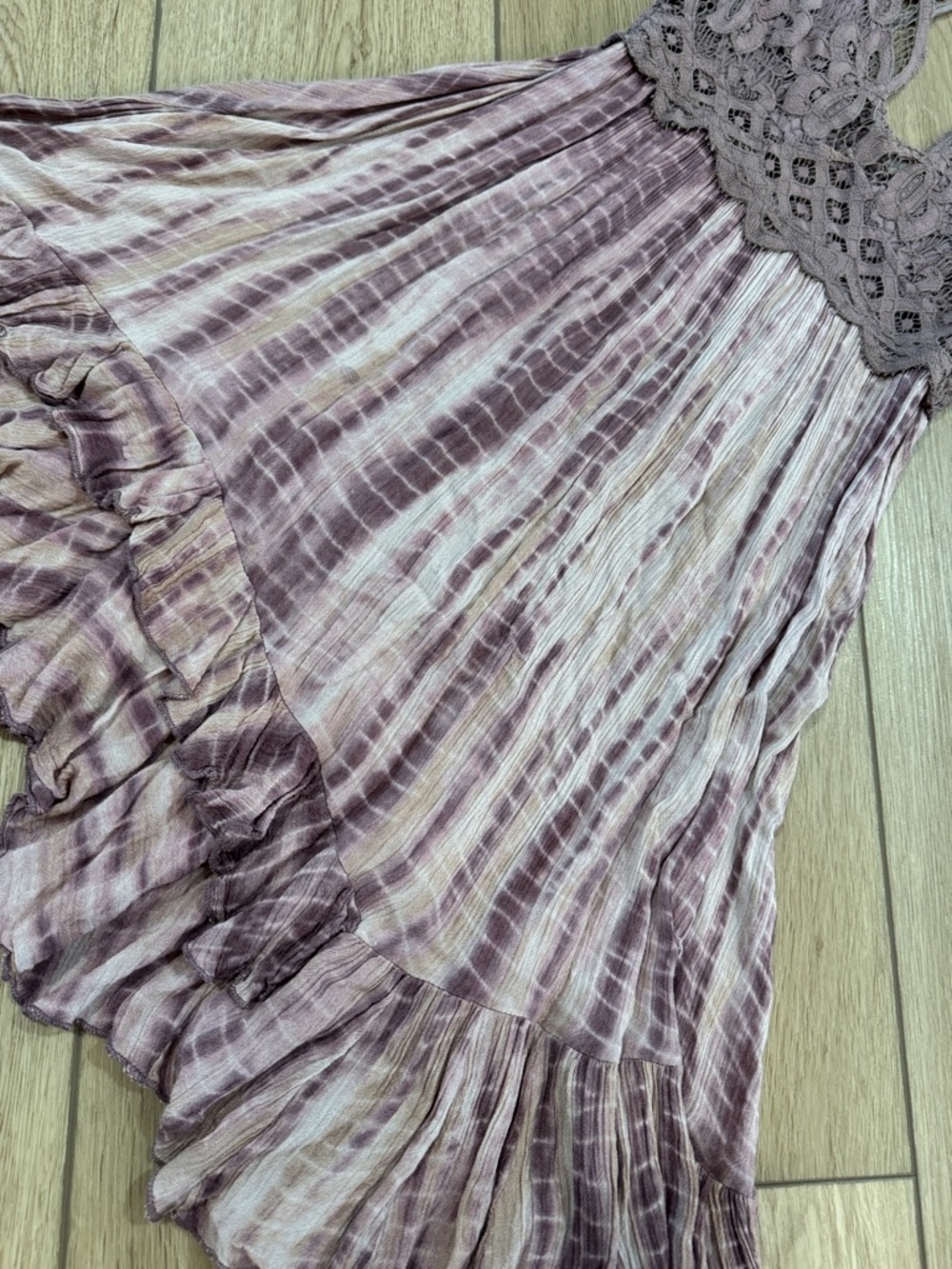 Free People FP One Adella Slip Dusty Purple Tie-Dye Lace Dress Sz S Boho Floral - Picture 4 of 8